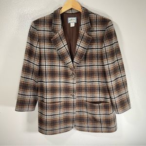 Pendleton womens medium Originals Plaid Blazer Jacket Wool W Brown & Beige